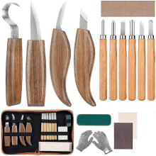 15pcs Carbon Steel Wood Carving Tools Wood Carving Tool Set with Hook Knife Professional Carving Knife Wood Engraving Tools for Woodworking