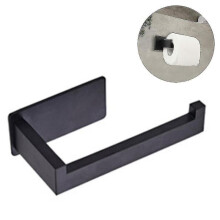 (Black) Toilet Paper Holder No Punching Stainless Steel
