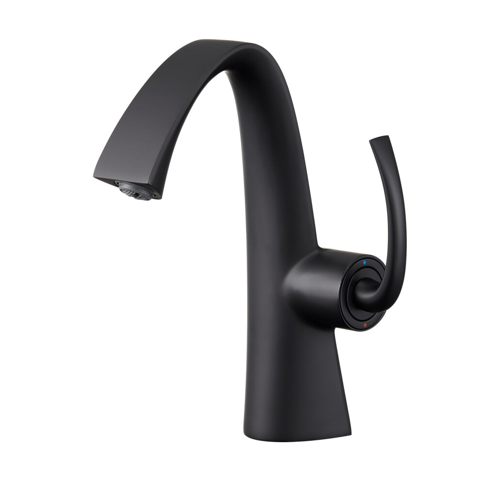 Bathroom Faucets Matte Black,Single Handle Brass Bathroom Faucet For Sink 1 Hole Or 3 Holes 820064774668