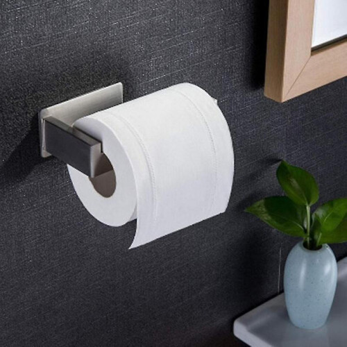 (Silver) Toilet Paper Holder No Punching Stainless Steel 2