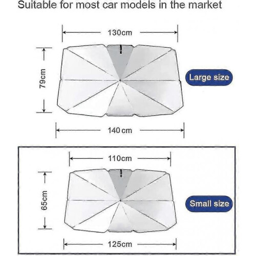 (S) Car Sunshade Windshield Sun Shade, Titanium Silver Cloth Foldable Windshield Sun Shade Umbrella 1