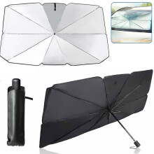 (S) Car Sunshade Windshield Sun Shade, Titanium Silver Cloth Foldable Windshield Sun Shade Umbrella
