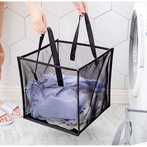 Pop Up Laundry Baskets - Mesh Collapsible Laundry Hampers Storage with Handle - Foldable for Washing Storage 1