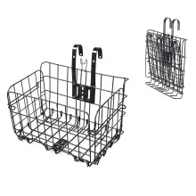 Folding Bike Basket, Rust Proof Detachable, Easy Install, Front Handlebar or Rear Rack, Black, Steel & Plastic, 36.3 kg Load Capacity