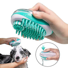 (Blue) Pet Bath Brush Grooming Tool Massage Pet Combs Brushes Bath Cleaning Tool
