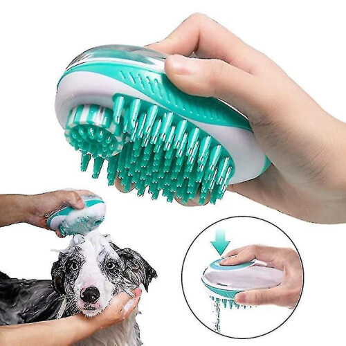 (Blue) Pet Bath Brush Grooming Tool Massage Pet Combs Brushes Bath Cleaning Tool