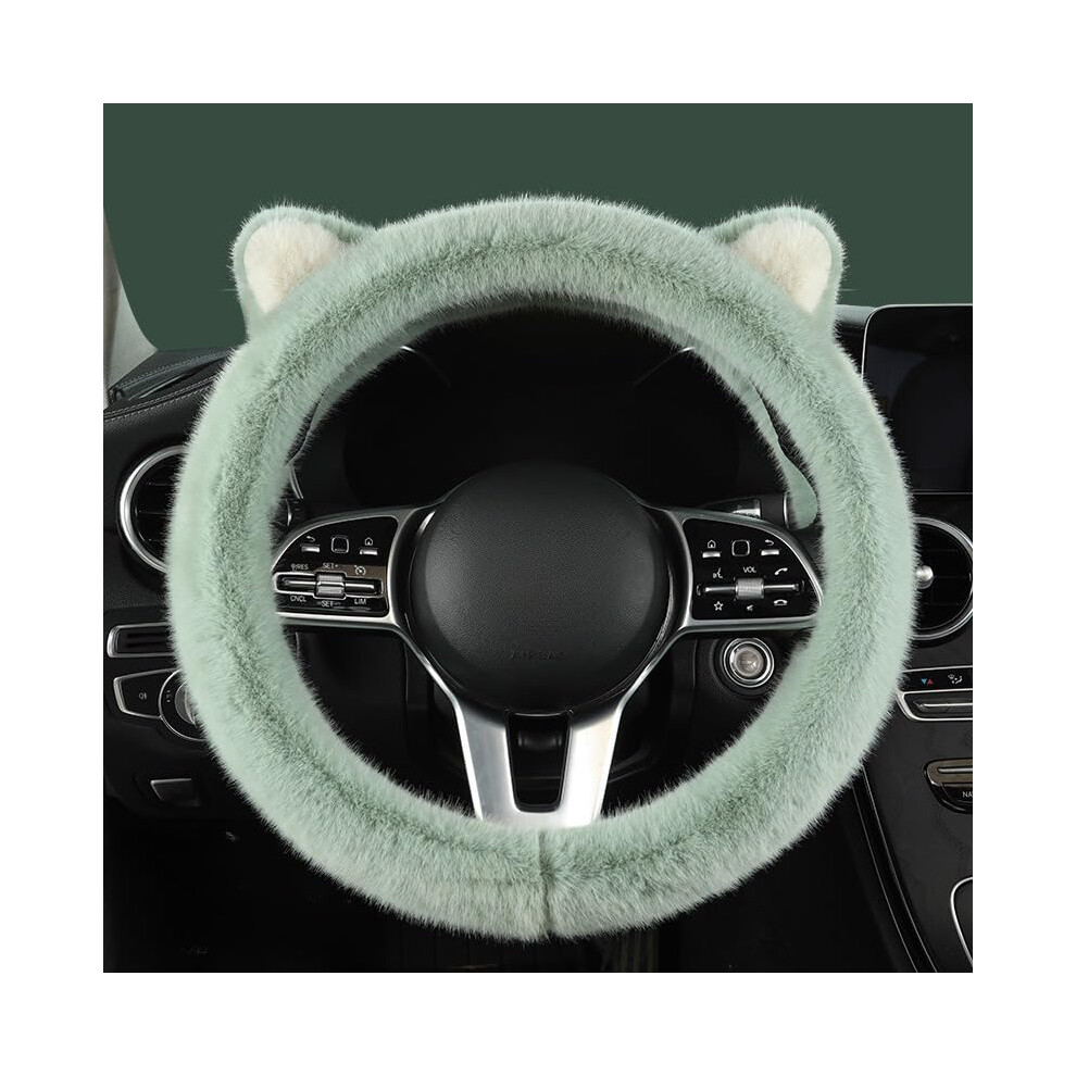 Adorable Fluffy Cat Ears Steering Wheel Cover Â Soft Plush, Nonslip, Universal Fit For Cars, Suvs, And Trucks (Green) Green 820064775092