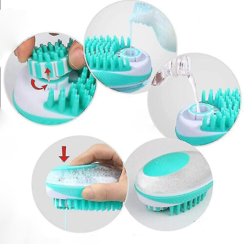 (Blue) Pet Bath Brush Grooming Tool Massage Pet Combs Brushes Bath Cleaning Tool 2