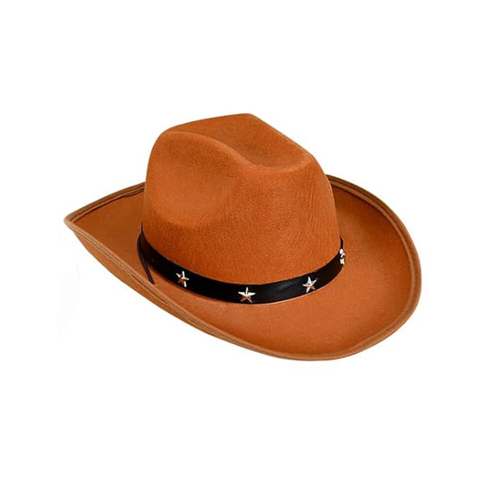 (Brown) Star Fivepointed Cowboy Hat Black Leather Band Costume Dress Girl Up Supplies-image-OPC-PHXVFYW-NEW