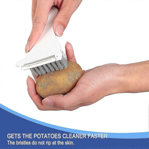 2pcs Vegetable Brush Non-slip Durable Handle with Hook for Potato, Radish, Cleaning & Peel 2