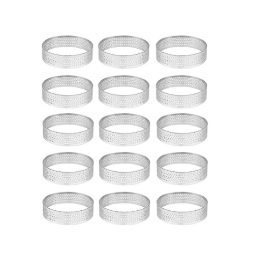 15 Pack Less Steel Tart Ring, -ant Perforated Cake Ring, Round Ring Ba Do