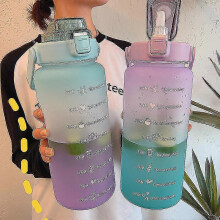 (United States, Pink) 2l Portable Large-capacity Water Bottle Time Marker Leak-proof Bpa Fro