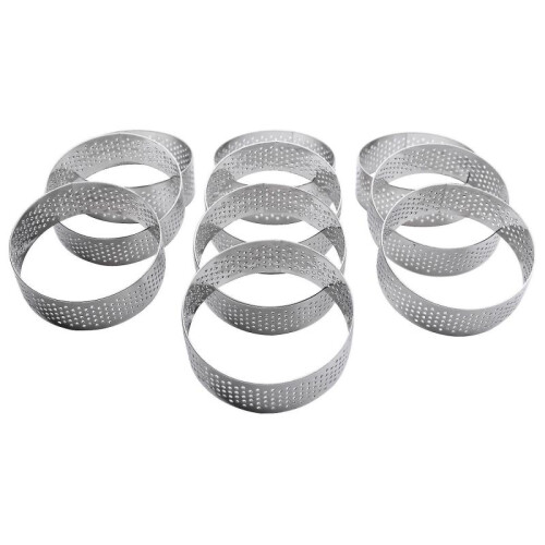 10 Pack Less Steel Tart Ring, -ant Perforated Cake Ring, Round Ring Ba Do