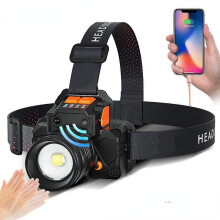 (Yellow light 80W) Headlamp Zoom Led Sensor T8/t9 Headlight Usb Rechargeable Flashlight Built-in 2 18650 Battery Torch Camping Night Fishing Light