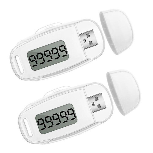 2pcs 3d Pedometer Step Counter for Walking Usb Rechargeable Step Tracker with Removable Clip And Lanyard