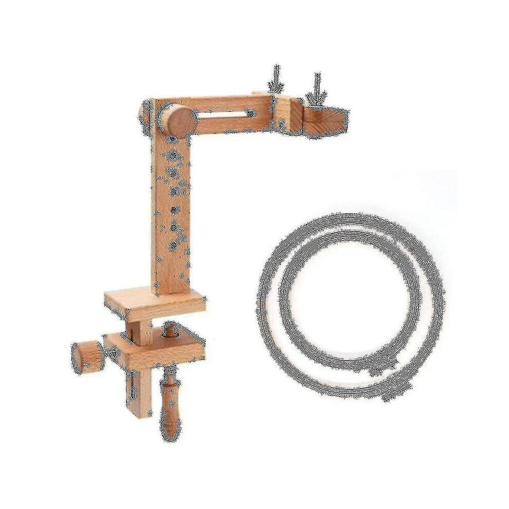 Wooden Embroidery Hoop Holder 360 Degree Rotation Adjustable Desktop Stand Cross Rack,with Embroide