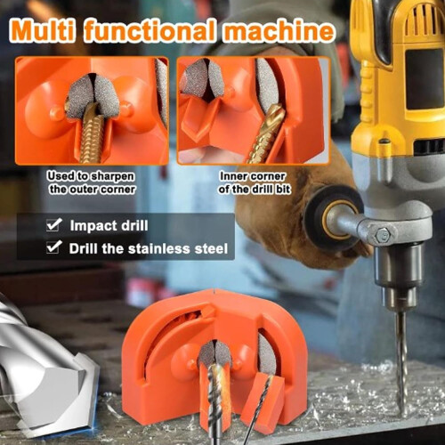 Efficient Electric Drill Bit Grinding Sharpener, Plastic Orange Versatile Sharpener for Hardened Steel Bits 1