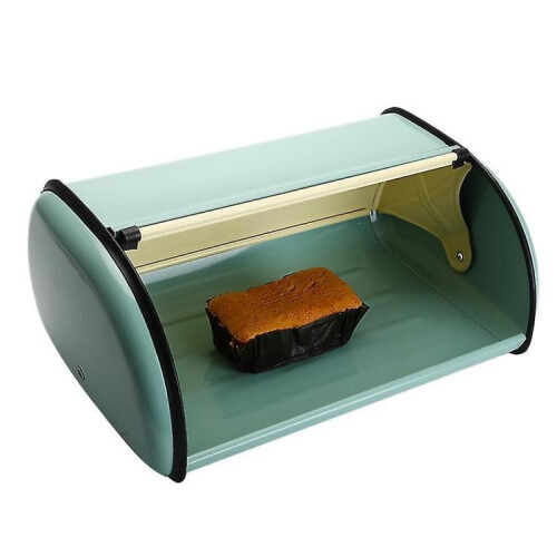 Vintage Bread Box Bin Rollup Top Light Blue Small Powder Coated Bread Iron Boxes Food Containerfor 2