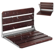 Upgraded 18' Folding Shower Seat Wall Mounted, Teak Shower Bench for Seniors, Elderly, Pregnants Disabled
