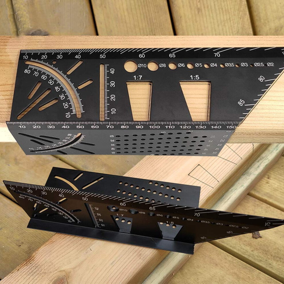 Aluminum Alloy Woodworking Square Size Measure Ruler 3D Mitre Angle Measuring Template Tool 820064779441