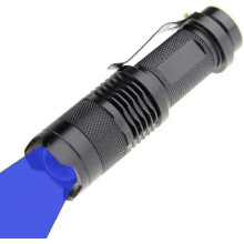 Blue Light Led Flashlight, Zoomable, Water Resistant, 3 Light Modes, Adjustable Focus for Camping, Hunting, Hiking, Night Vision, Night Fishing