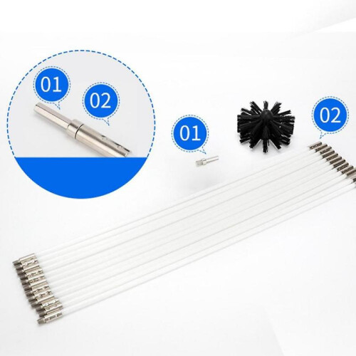 17pcs Chimney Brush Household Industrial Dryer Fireplace Clean Kit 1