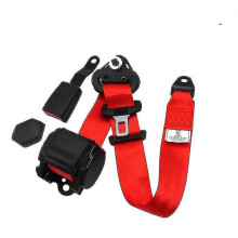 (Black) Ce Certification Retractable 3 Point Car Seat Belt Universal Driver Safety Belt Auto Safetybelt Adjuster Shoulder Emergency Lock-yujia
