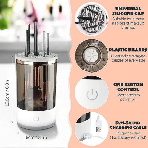 Electric Makeup Brush Cleaner, Makeup Brush Cleaner Machine with Brush Clean Mat, Automatic Cosmetic Brush Cleaner Tools 2