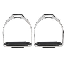 Iron Horse Stirrups Irons, Iron Horse Stirrups Safe Riding Equestrian Plating Iron Horse Stirrups with Black Rubber Horse Mat for Riding Horses