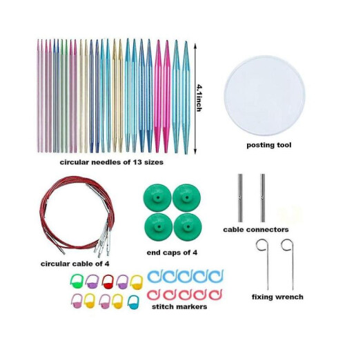 Circular Knitting Needles Set with Case- Aluminum Knitting Needle for Handmade Diy Knitting with Kn 2