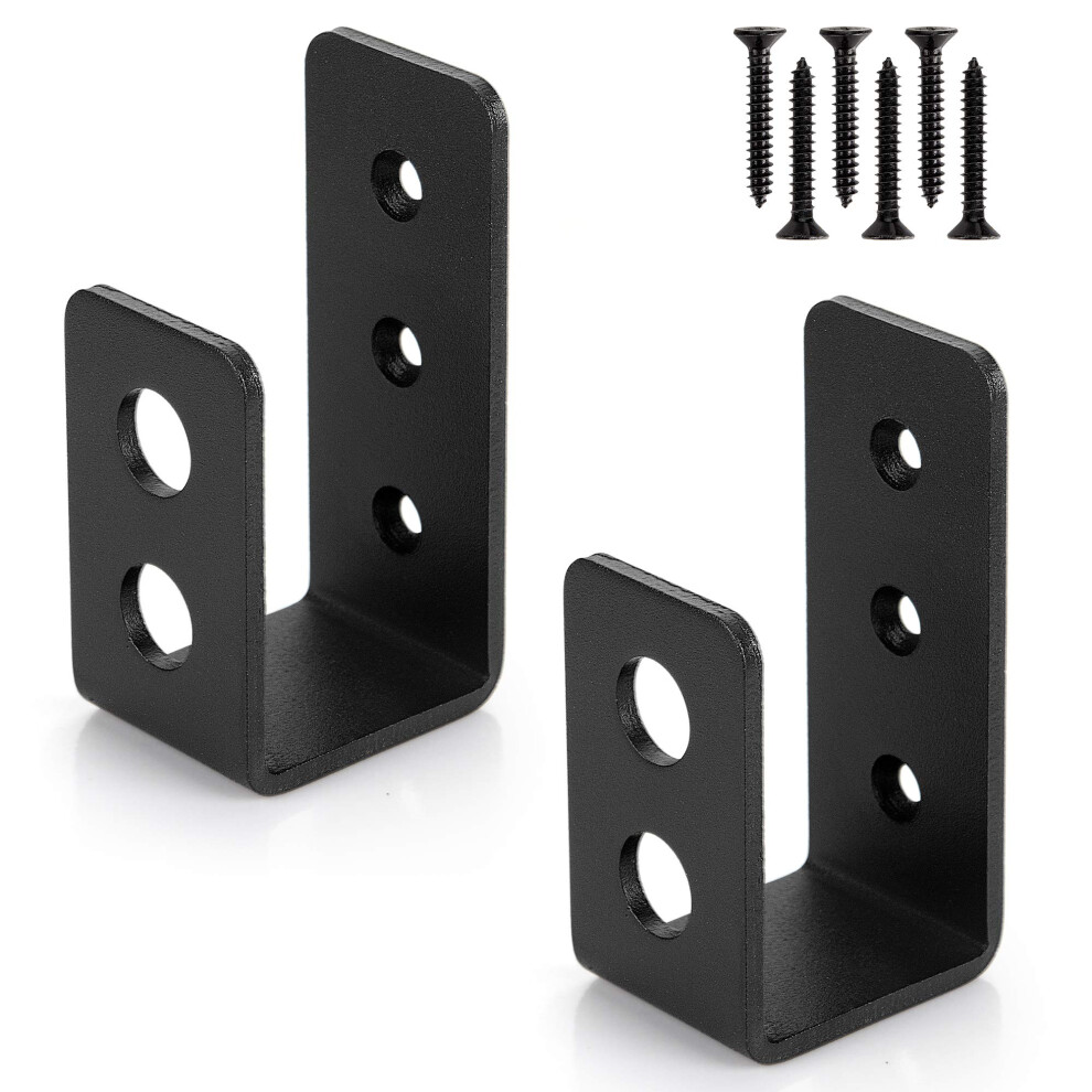 2X4 (1.5X3.5 Inch) Door Barricade Brackets (2 Pcs) Drop Open Bar Holder Steel U Bracket For 2 By 4 Lumber 820064781352
