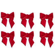 6pc Red Bow Xmas Napkin Holder Rings Chic Flannel Napkin Buckle for Birthday Party Wedding Dining T