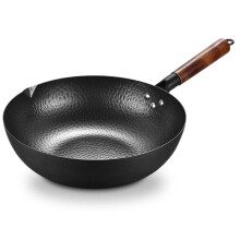 Carbon Steel Wok Pan with Lid, Stir Fry Wok, Non-Stick Flat Bottom Chinese Woks & Stir-Fry Pans for Electric, Induction, Ceramic Gas Stoves (A)