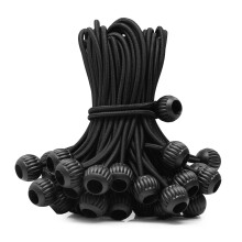 Bungee Cord with Balls 9 inch Black, 50Piece, UV Resistant