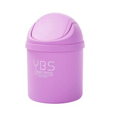 Trash Bin Waste Baskets Office Mini Desktop Storage Box Waste Container Desktop Cleaning Barrel Small Desk Organizer Storage Dustb(Purple)