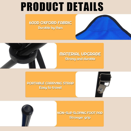 2PCS Folding Camping Stool,Tripod Seat,Folding Camping Chairs,Outdoor Travel 2