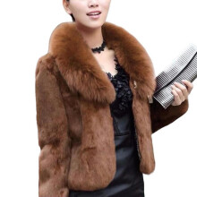 (S, Khaki) Women's Winter Faux Fur Coat Thick Warm Faux Fur Outwear With Pockets For Office Cocktail Party Travel