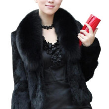 (L, Black) Women's Winter Faux Fur Coat Thick Warm Faux Fur Outwear With Pockets For Office Cocktail Party Travel