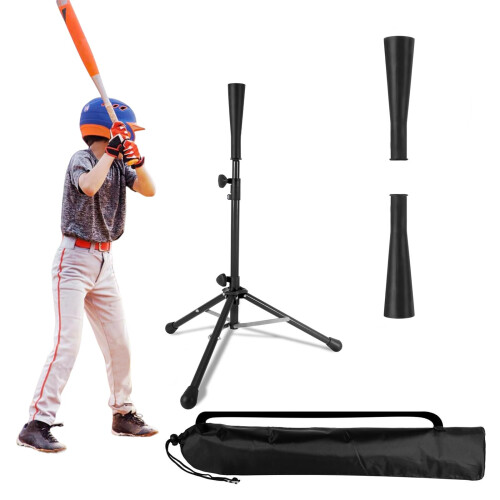 Baseball Tee for Kids,Batting Tee Softball Travel Tee with 2 PCS Replaceable Rubber Top