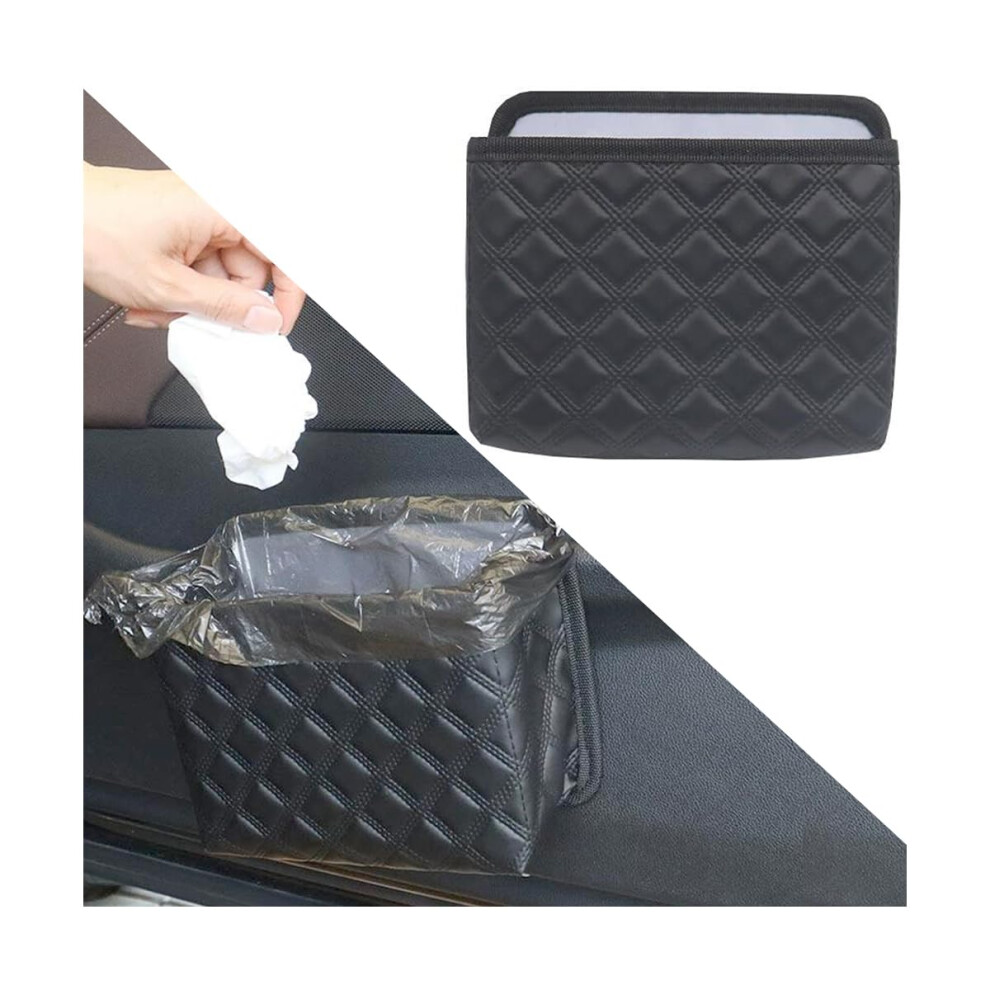 Car Trash Can, Leather Foldable Vehicle Hanging Dustbin, Leakproof Accessories 940534684706