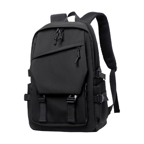 Men's and Women's Classic Backpack, Fabric, Multiple Pockets (Black)