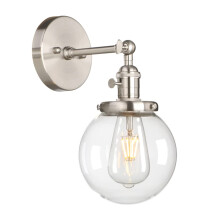 Bathroom Light Fixture Single Industrial Wall Sconce with 5.9 Inches Globe Lampshade (Brushed)
