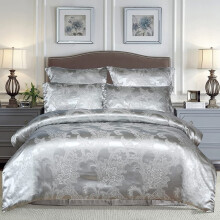 Duvet Cover Set Satin Silk Blanket All Season Bed Duvet Cover Queen Set Royal Silver