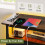 End Table with Charging Station, LED Narrow Side Table Bedside Table, Small Night Stand 4