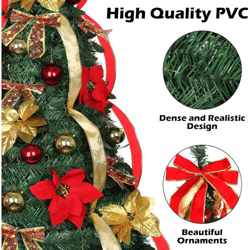 8 Modes  Timer  6 Ft Prelit Full Pop Up Christmas Tree with 200 Warm LED Lights 1