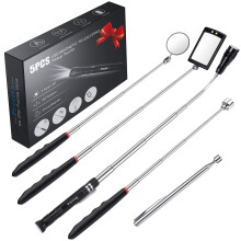 5PCS Magnetic Telescoping Pickup Tool Kit with 15lb 1lb Pick Up Rod, Inspection Mirror LED Flashlight