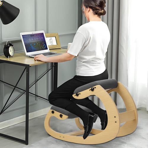 Ergonomic Kneeling Chair with Adjustable Height  Solid Wood Rocking Posture Chair for Office  Home 1