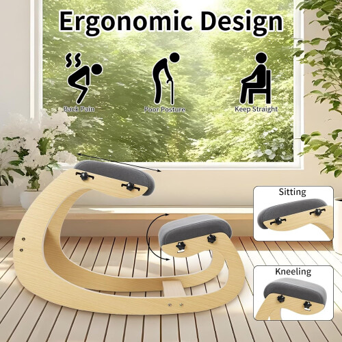 Ergonomic Kneeling Chair with Adjustable Height  Solid Wood Rocking Posture Chair for Office  Home 2