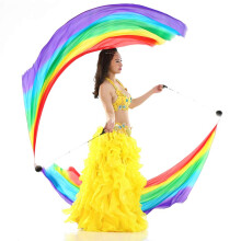 2pcs 2.5x0.9M/98.43'x35.43' MultiColor Belly Dance Silk Veil Poi in Haka Dances and Polynesian Dances