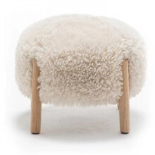 Solid Wood Simple Round Ottoman with Cushion, Cute Sofa Stool with NonSlip Design, Versatile Footstool for Living Rooms Bedrooms